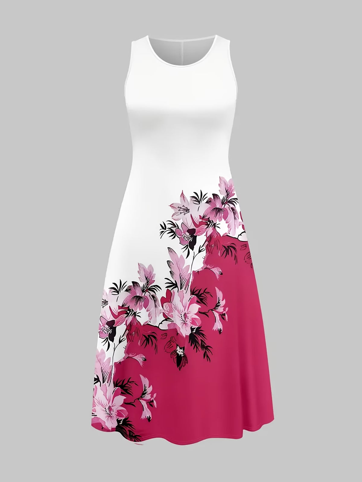The Roselle Floral Elegance Rose Red Printed Dress with Tie-Front Shrug