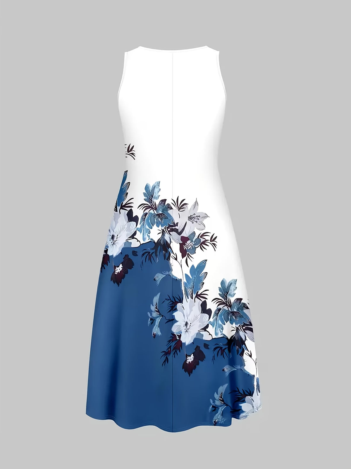 The Roselle Floral Elegance Blue  Printed Dress with Tie-Front Shrug
