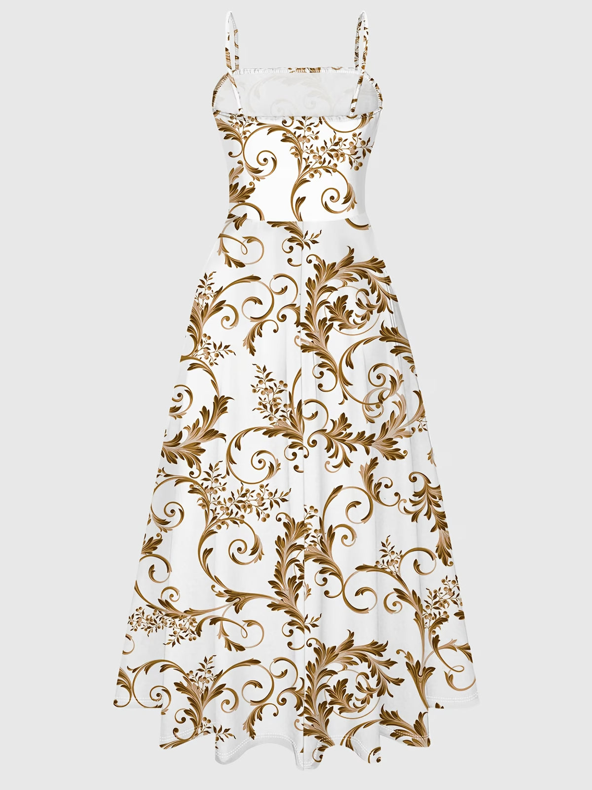 Roselle Golden Baroque Print Dress with White Tie-Front Shrug Set