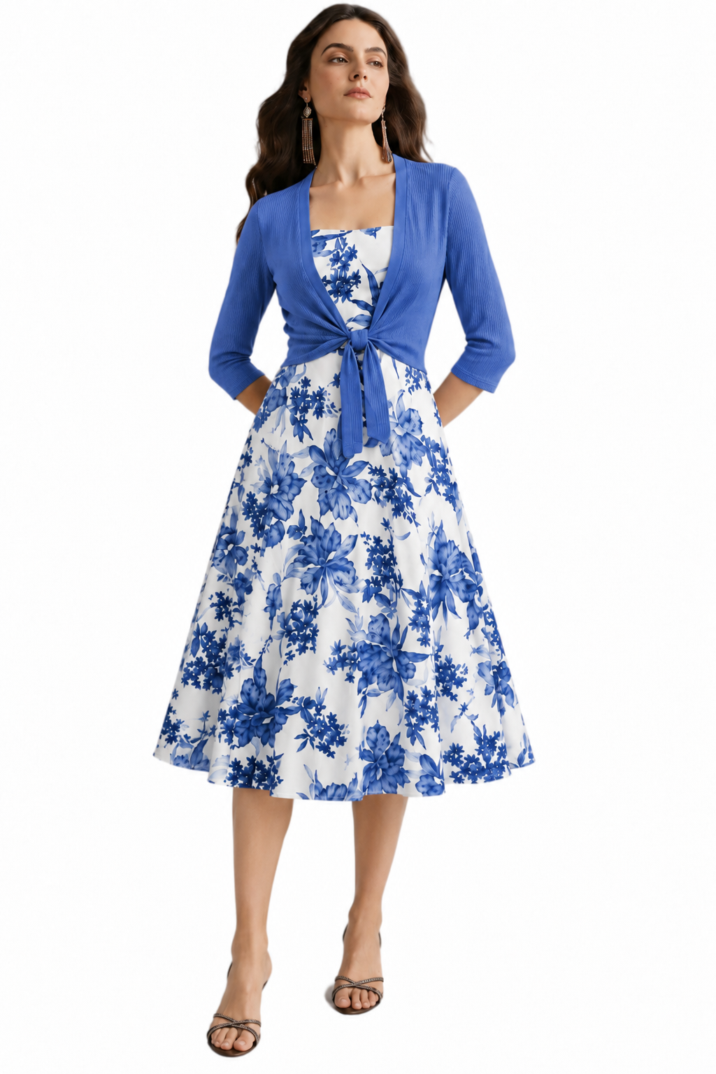 The Roselle Bluebell Tie-Front Floral Midi Dress💙