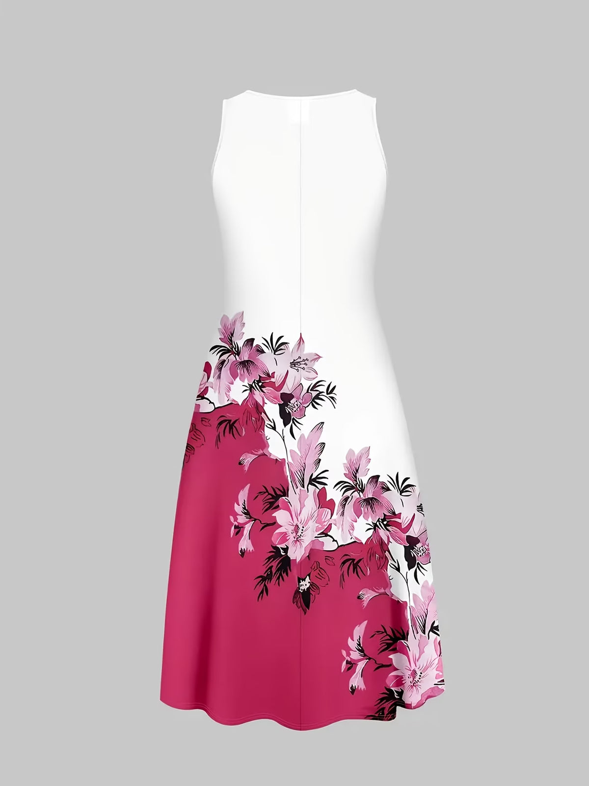 The Roselle Floral Elegance Rose Red Printed Dress with Tie-Front Shrug